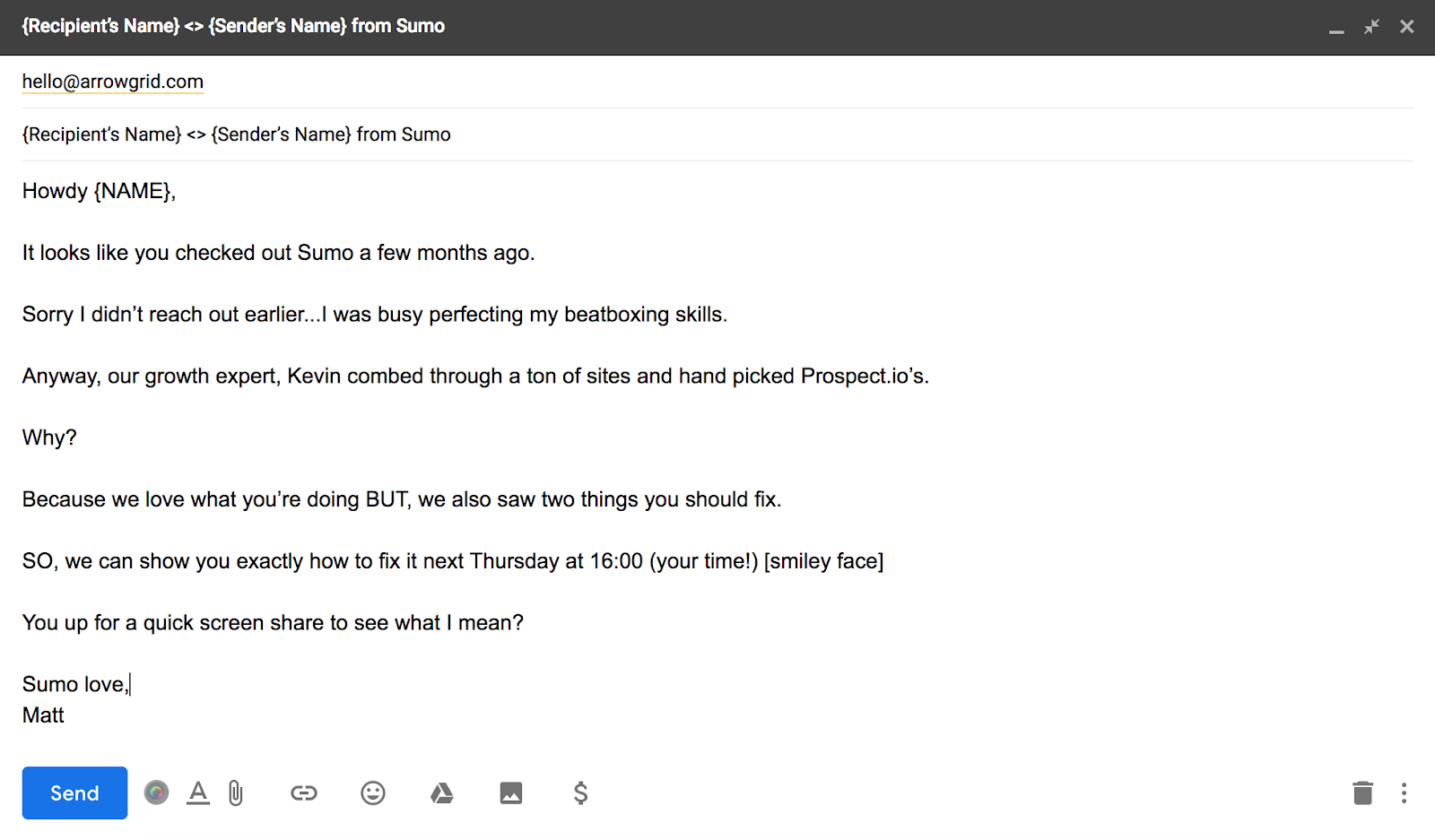 how to adopt a casual and friendly tone in a sales email.