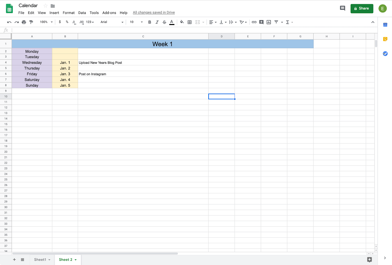 How to create a calendar in Google Docs Copper