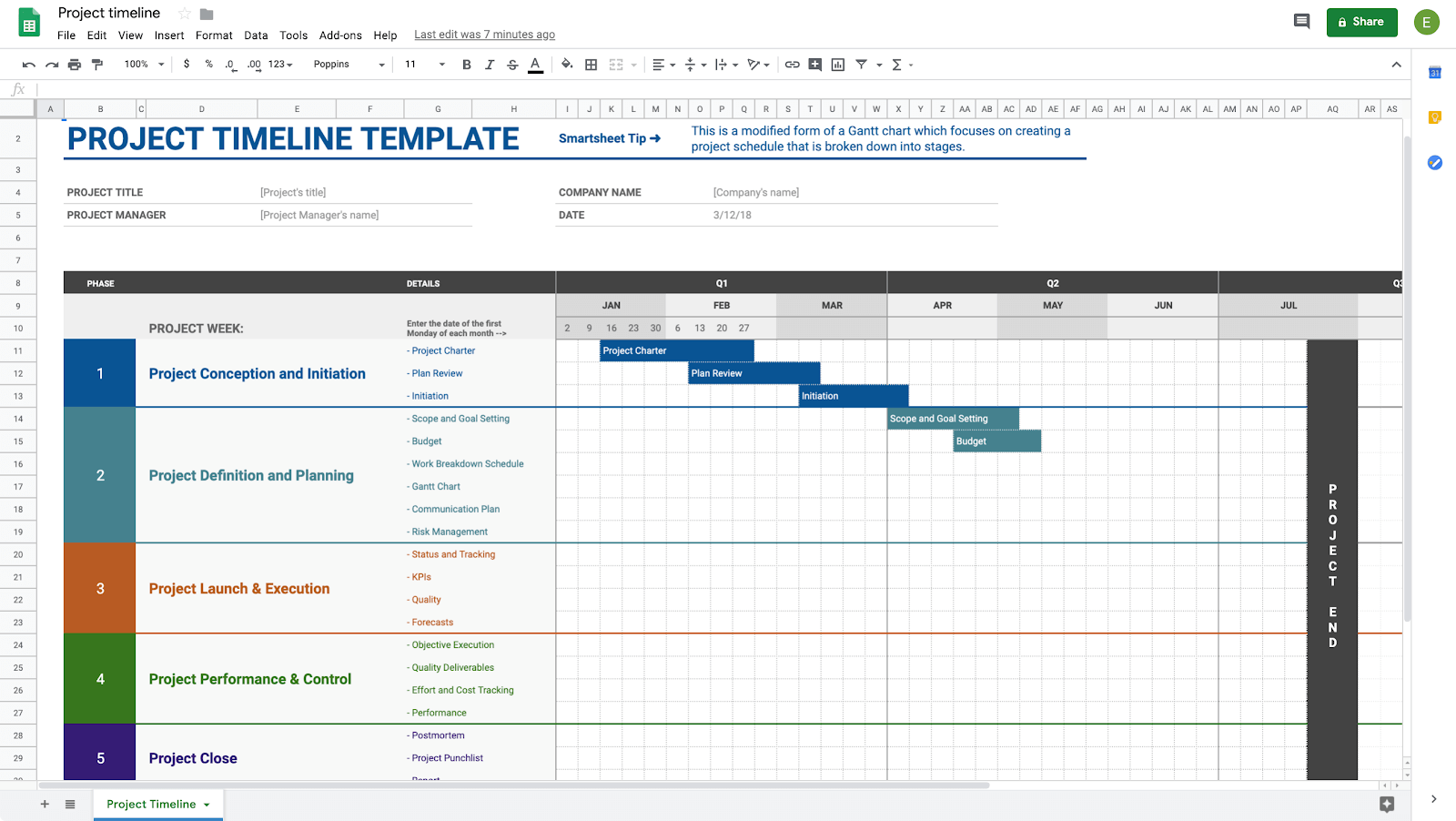 Google Sheets Project Schedule Template