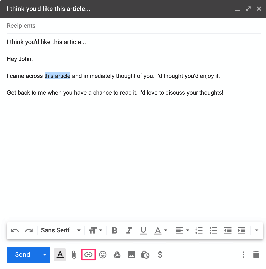 highlighting text in gmail message