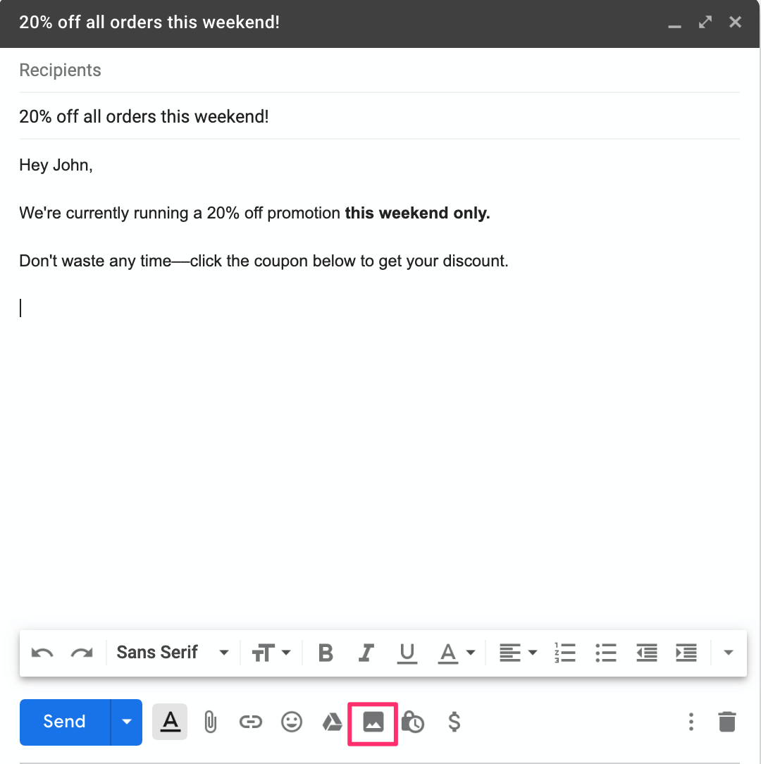 inserting image into gmail message