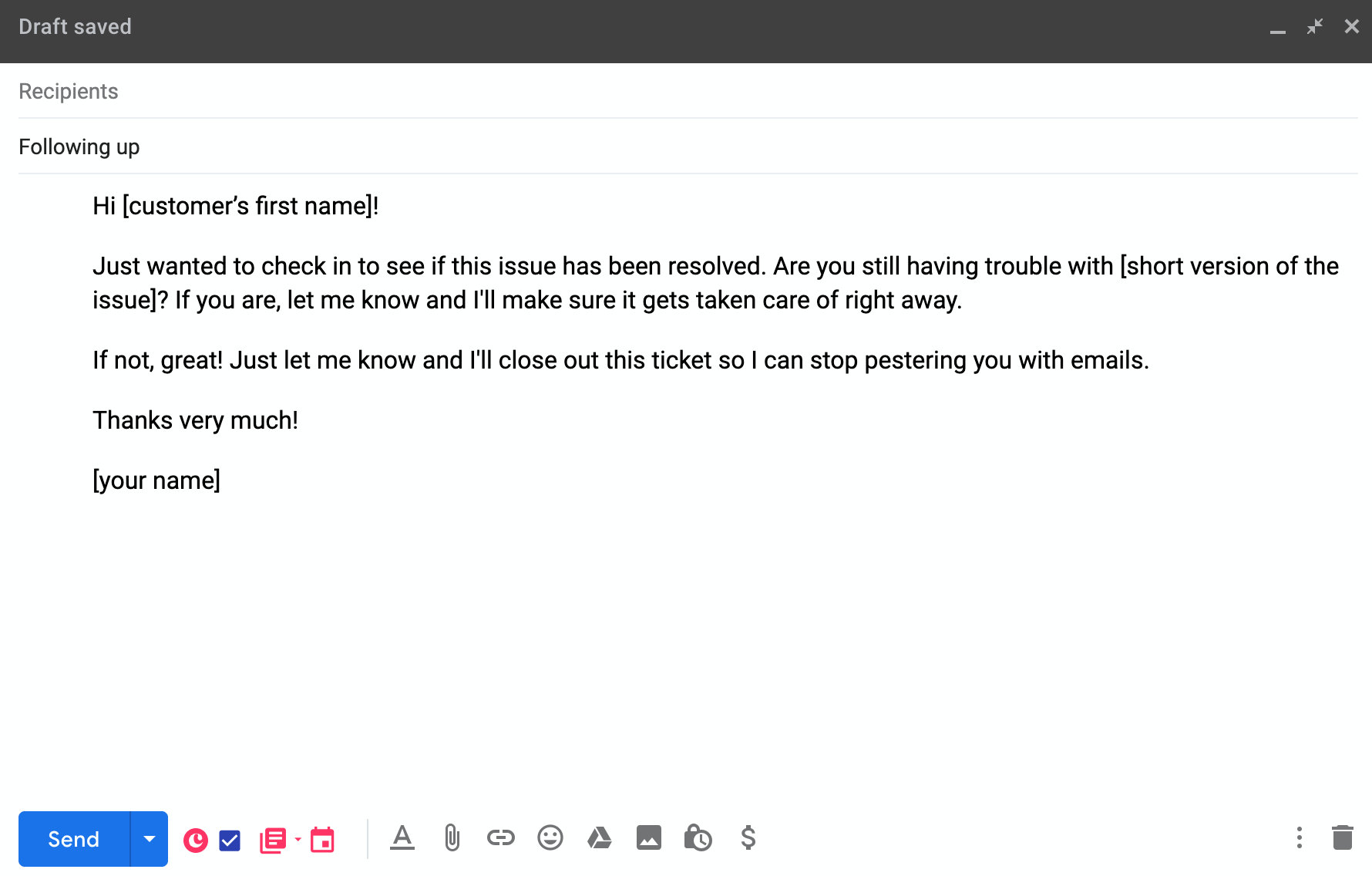 polite follow up email sample for a request