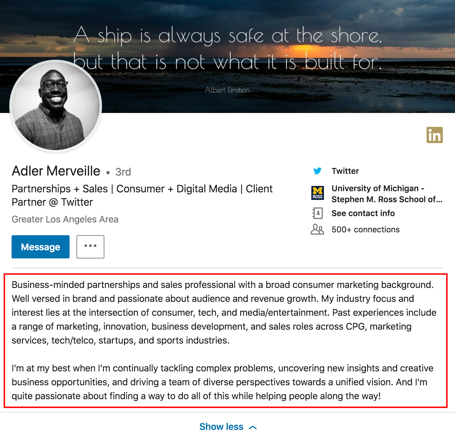 linkedin profile examples for sales