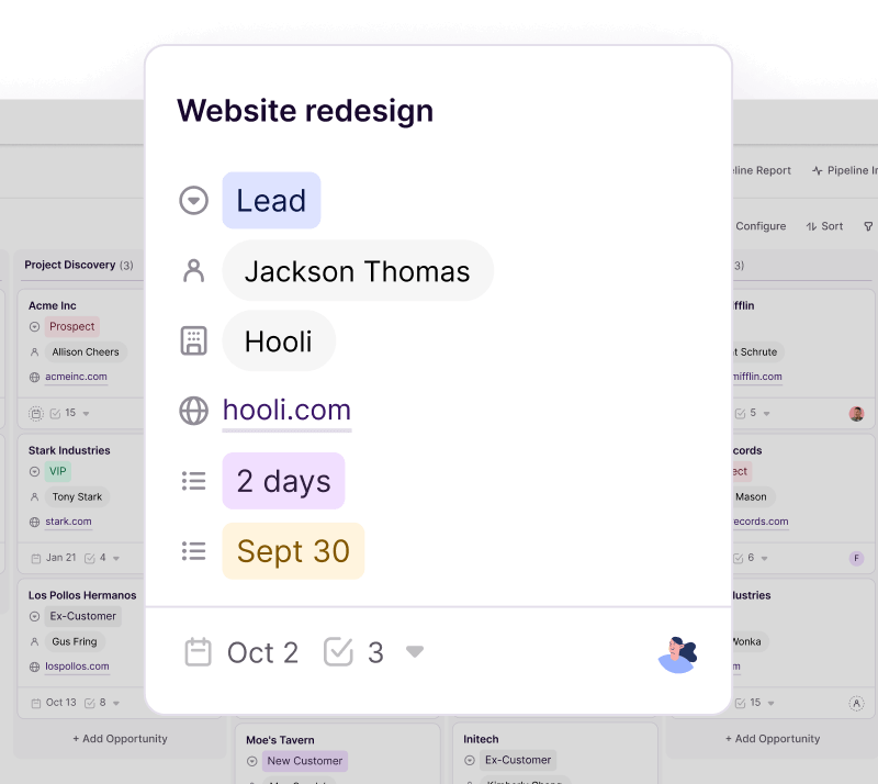 Copper project pipeline card inside a visual workflow board