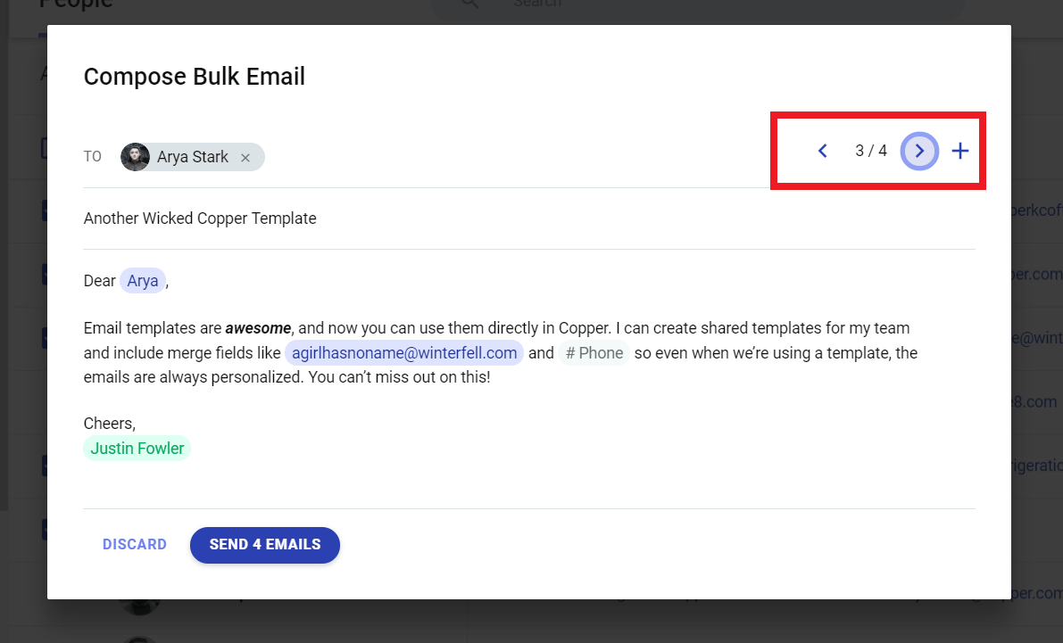 review bulk emails in gmail and copper