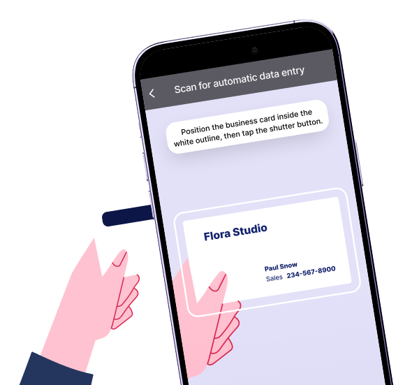 Copper mobile business card scanner capturing contact details