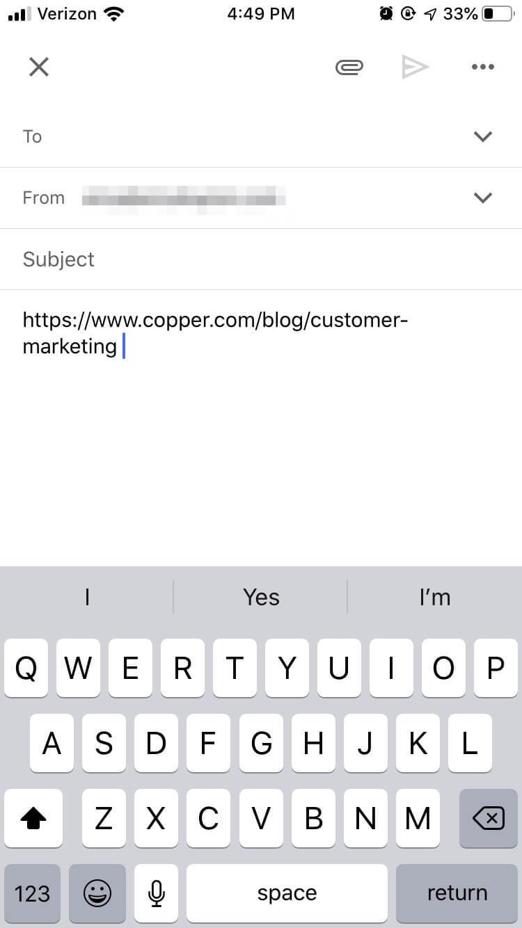 text hyperlink in gmail on mobile