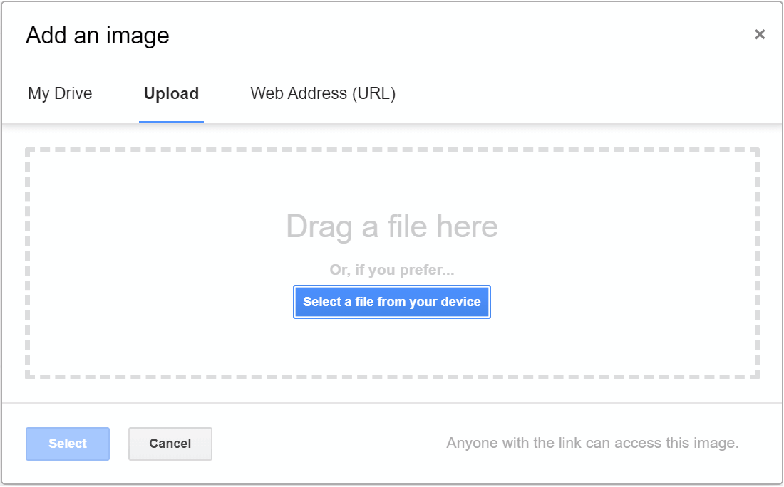 uploading an image from google drive